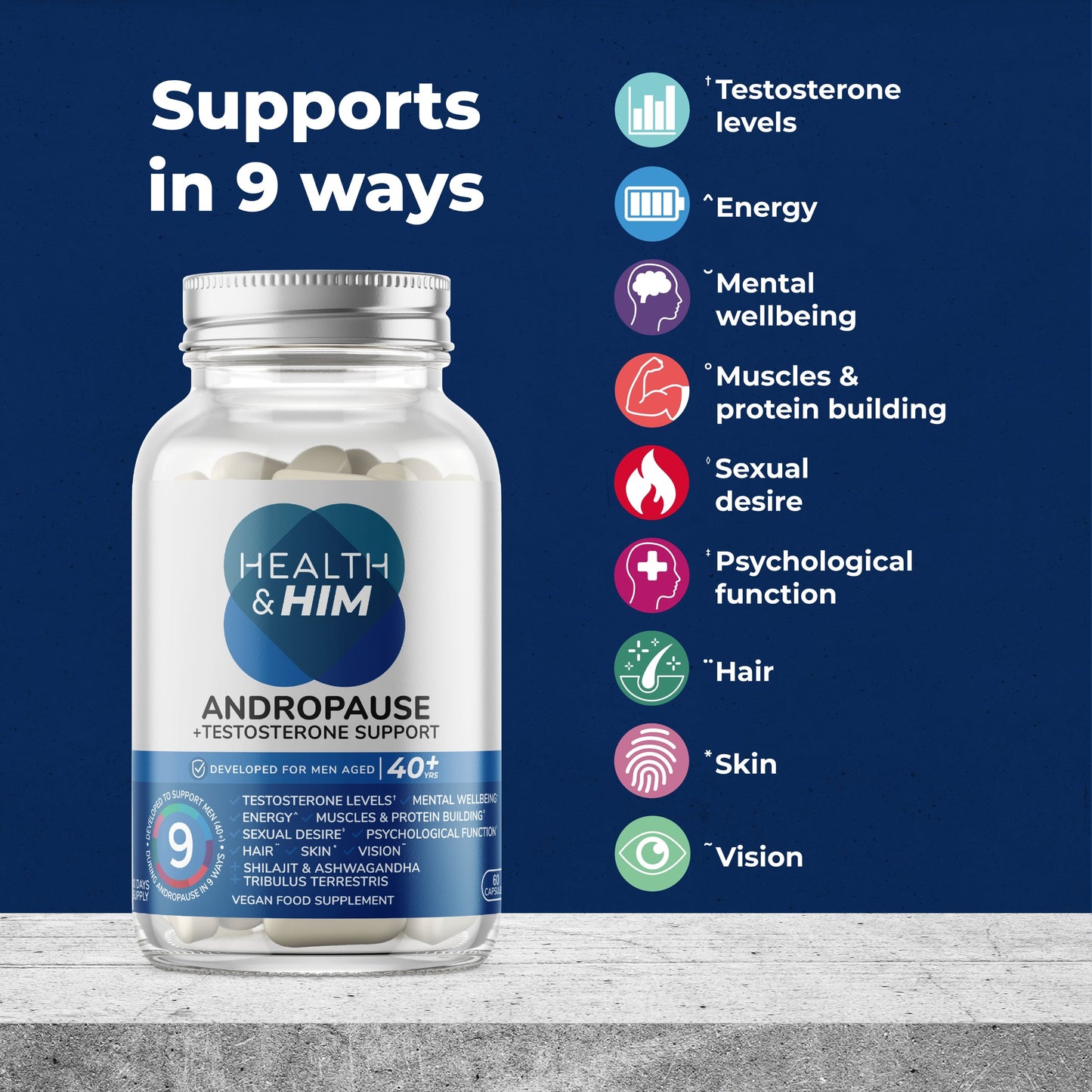 Health & Him Andropause 40+ Plus Testosterone Support