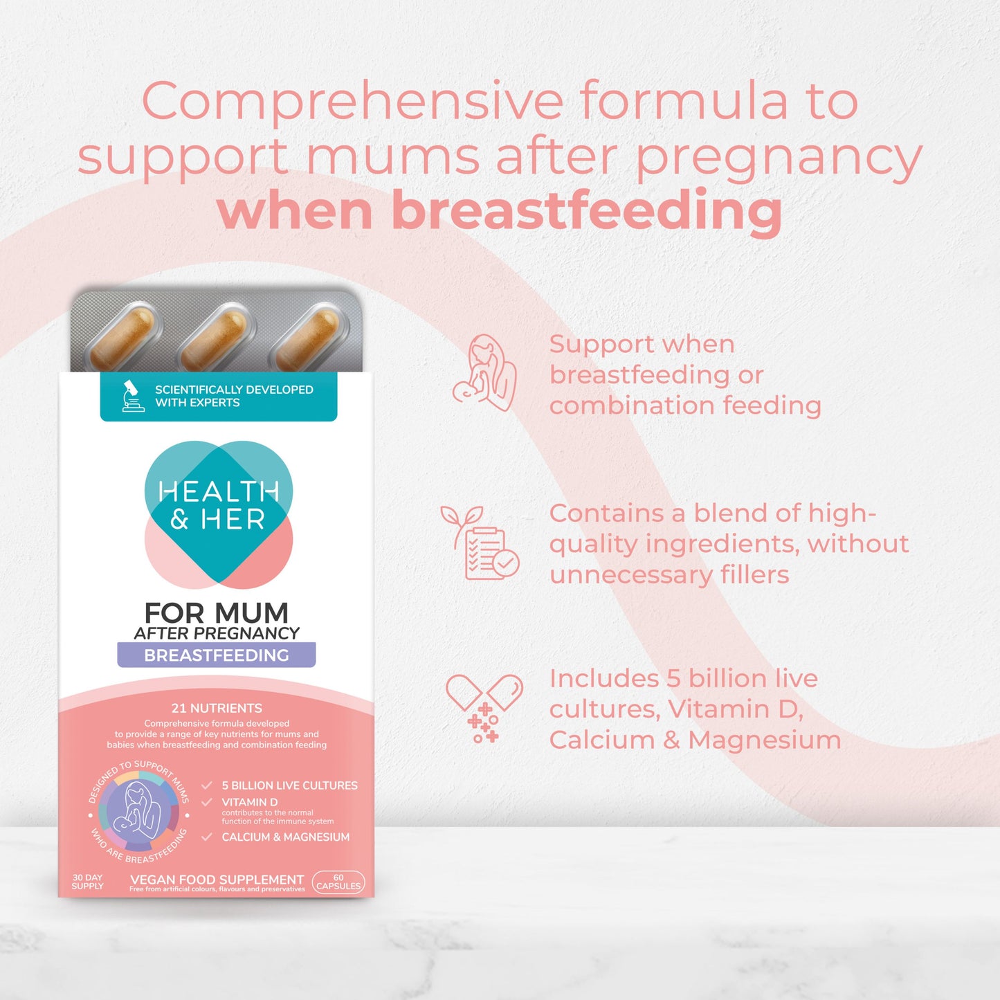 Health & Her For Mum After Pregnancy Breastfeeding Multi-Nutrient Support