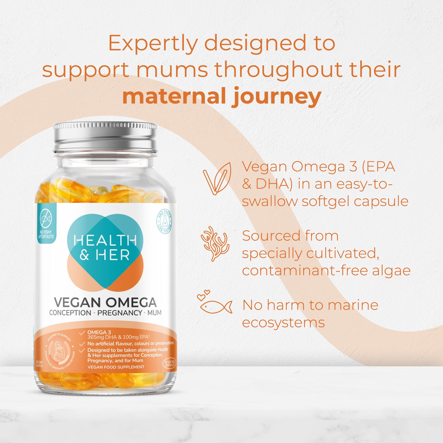 Health & Her Vegan Omega for Conception, Pregnancy and Into Early Motherhood