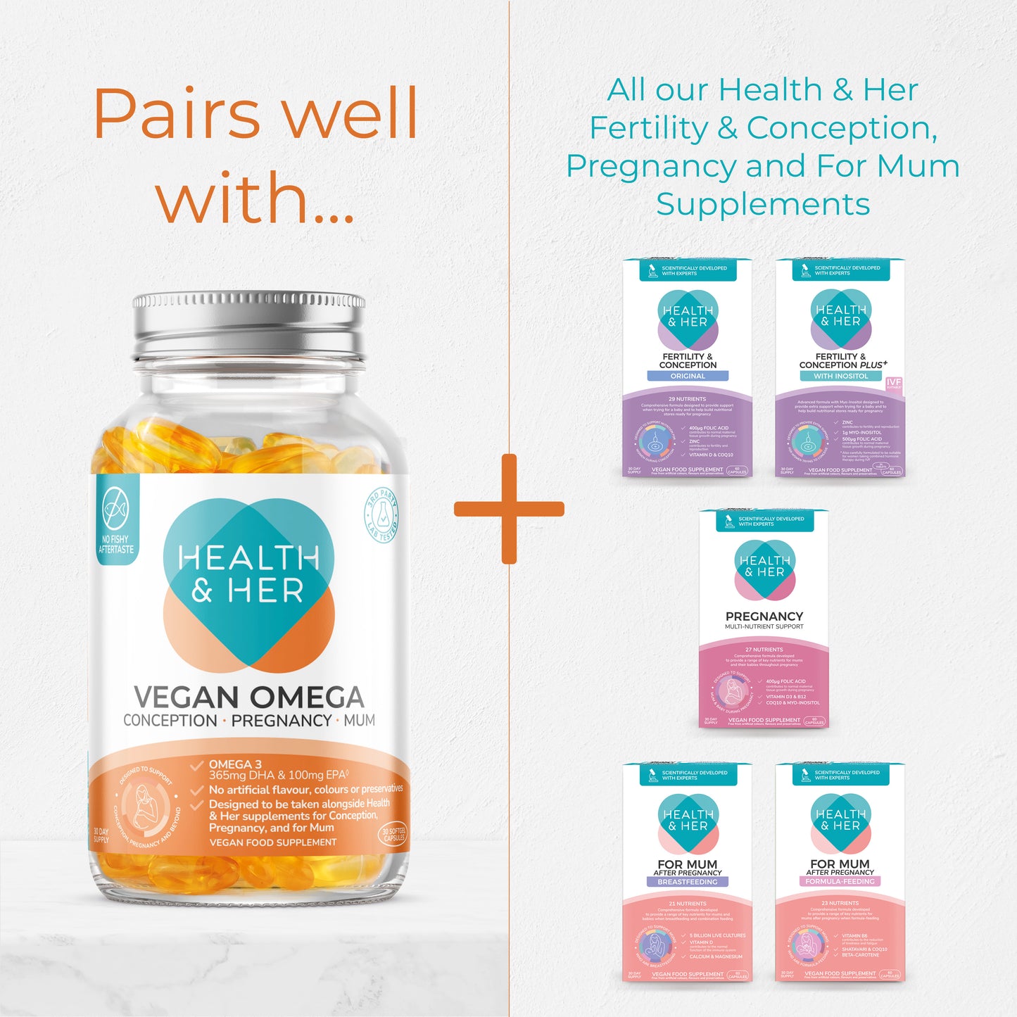 Health & Her Vegan Omega for Conception, Pregnancy and Into Early Motherhood