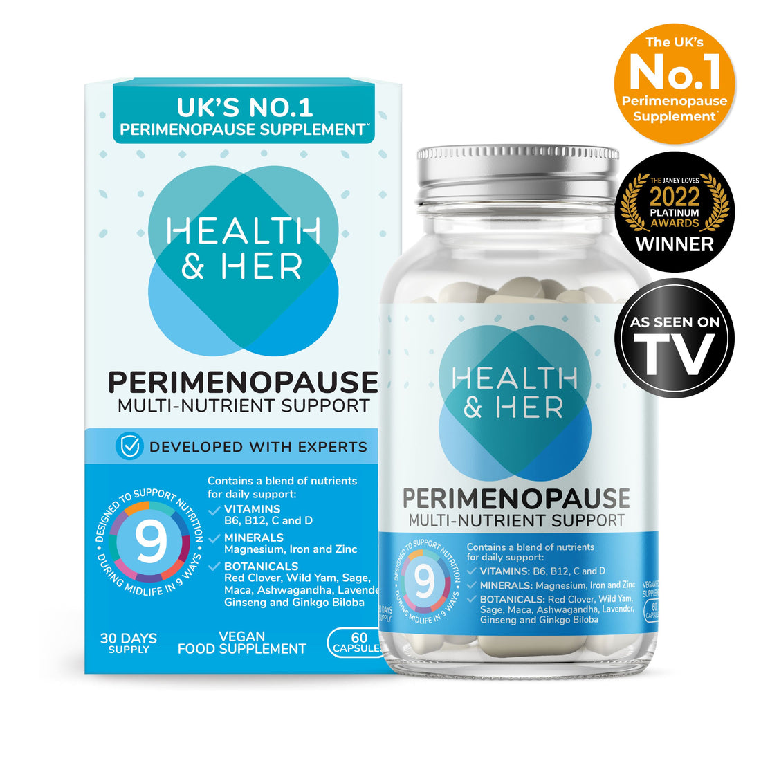 Health & Her Perimenopause Multinutrient Support Supplement capsule supplement product photo
